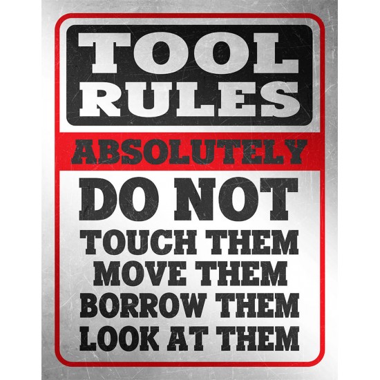 Tablou metalic Tool Rules White 30x40cm