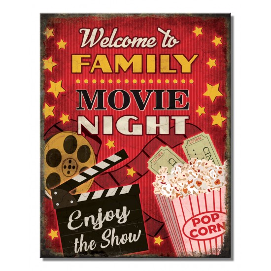 Tablou metalic Family Movie Night 30x40cm