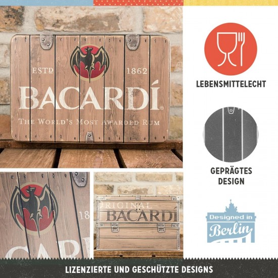 Cutie metalica plata Bacardi - Wood Barrel Logo