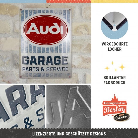 Placa metalica AUDI - Garage 30X40cm