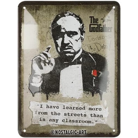 Placa metalica 15X20 The Godfather -Learn from the Streets