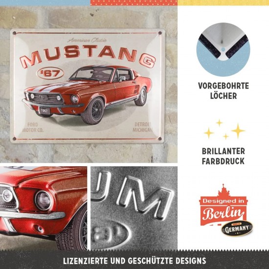 Placa metalica FORD MUSTANG GT 1967 RED SPECIAL EDITION 30x40cm