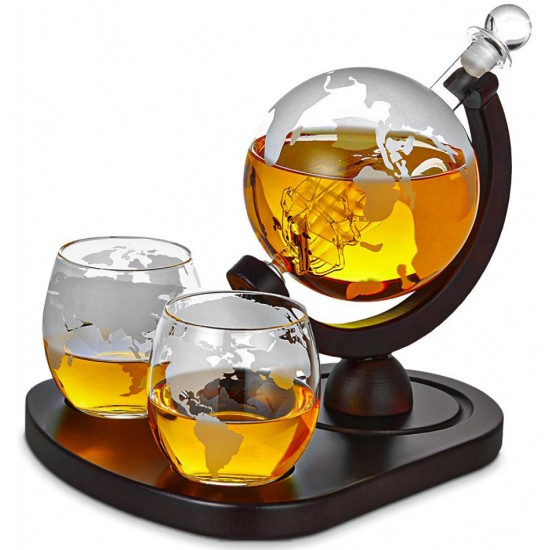 Set decantor whisky Glob Pamantesc Deluxe