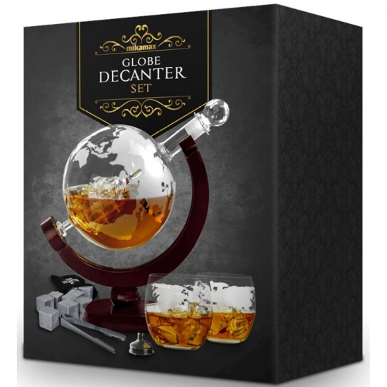 Set decantor glob whisky si cuburi pentru racire