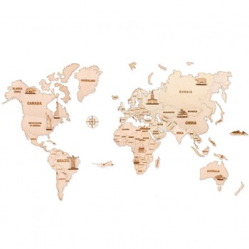 Puzzle 3D din lemn harta lumii L