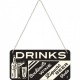 Placa metalica cu snur - Drinks - 10x20 cm