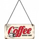 Placa metalica cu snur - Strong Coffee - 10x20 cm