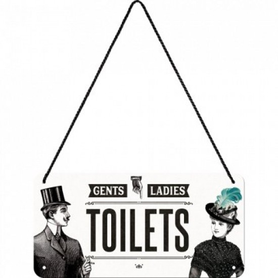 Placa metalica cu snur - Toilets - 10x20 cm